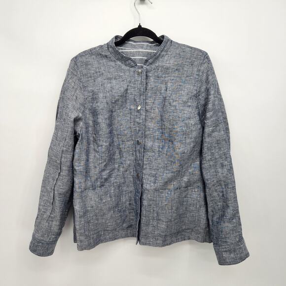 NWT Chico's Reversable Linen Indigo Stripe Jacket  Women's 2 (Large 12) - Picture 10 of 15